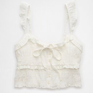 American Eagle Smocked Ruffle Tank Top